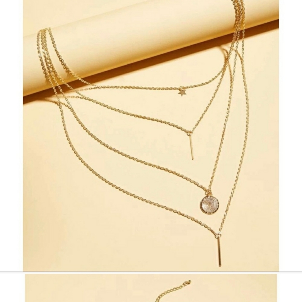 Star, Bar, Shell Summer Layered Necklace - Picture 2 of 3